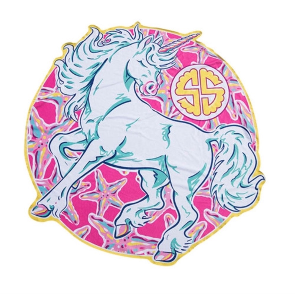 Simply Southern Unicorn Round Beach Towel Blanket NEW Pink Gift Travel - Picture 1 of 3
